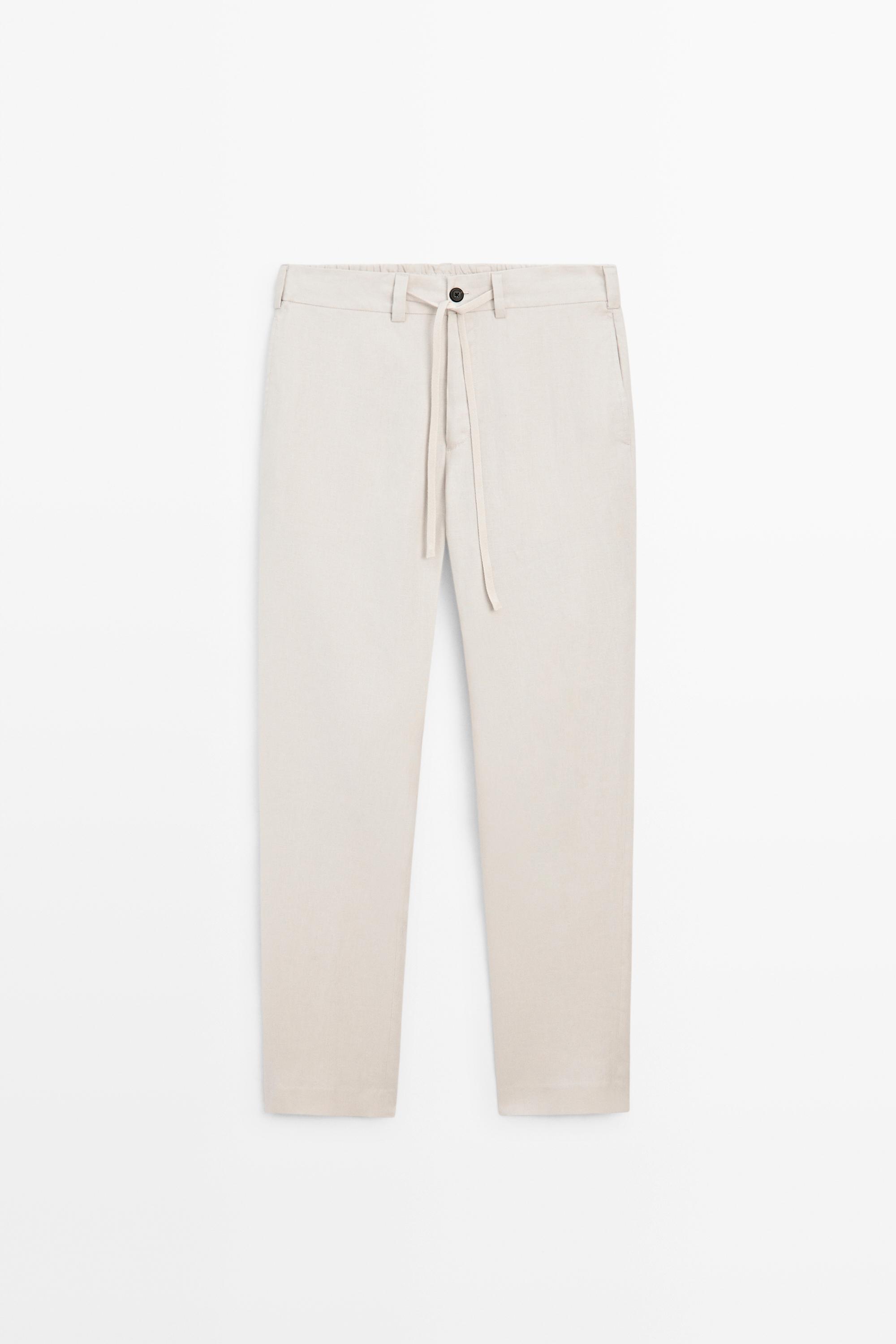 Pantalon à taille élastique 100 % lin